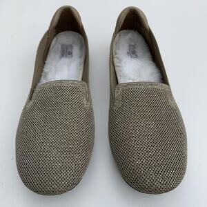 Clarks Cloudstepper Gold Flats Loafers Slippers Fur Lined Sz 10
